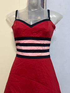 Yk21 Red Flared Pincess Designer One Piece