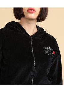 Velvet Cropped Hoodie