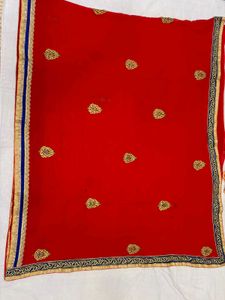 Elegant Red Embroidered Saree