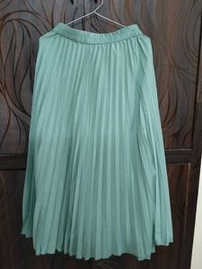 Mint Green Pleated Midi Skirt