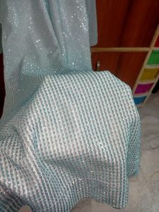 Sky Blue Glitter Silver And Blu Kurta Set