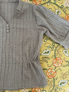 Elegant Brown Button-Down Top