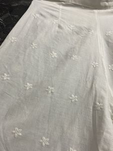 White Embroidered Pants