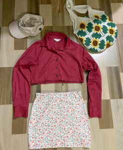 cute aesthetic pink cropped shirt