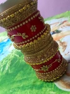 Red and Gold Bridal Chura Set