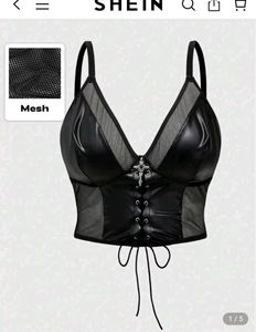 Shein Black Corset Style Crop Top