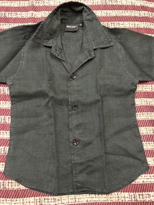 Linen Partywear Black Shirt -2-4 Year Boy