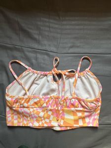 Retro Print Tie-Front Crop Top