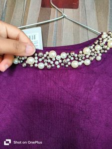 250 Only 1 Pc Purple Embellished Neck Sweater