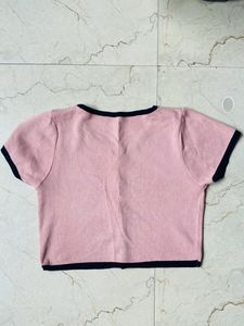Pink And Black Crop Top
