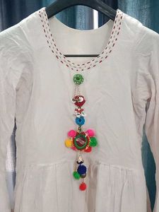 White Kurti with Pink Pants