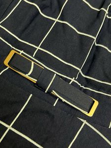 Navy &amp; White Checked Dress