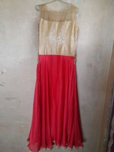 Orange and Gold Embroidered Gown