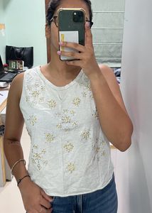 Rhinestone White Top