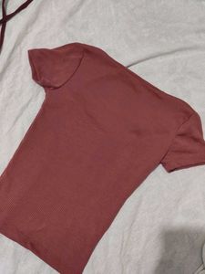 Combo- Burgundy &amp; Pink Ribbed Tee Set