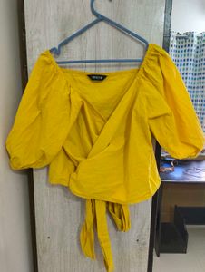 Mustard Yellow Wrap Top