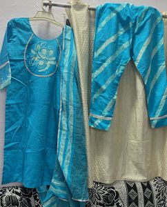 🩵Sky Blue Batik print designer Kurta Set🩵