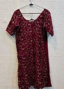 🇮🇳 Maroon Embroidered  Heavy Kurta Set