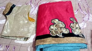 Elegant Pink Saree with Blouse