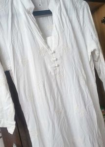 White Chikankari Long Dress