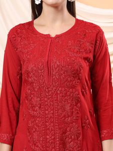 Red Embroidered Kurti