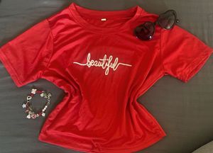 Red 'Beautiful' Graphic Tee