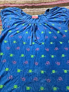 Cute Bug Print Blue Top
