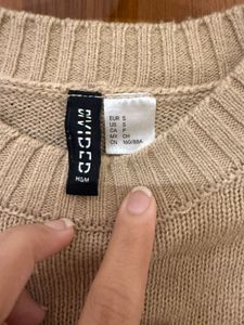 Beige Knit Cropped Sweater