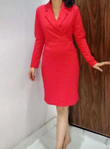 Modest Red Blazer Dress for corporate boss ladies