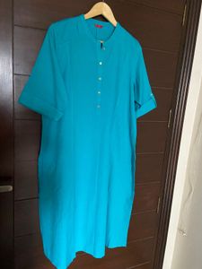 W Women’s Firozi (blue) Pintuck Kurta (18)xxxl