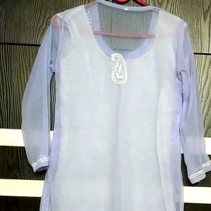 Lilac Embroidered Kurti With Inner