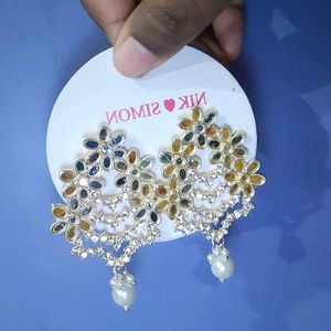 Floral Drop Earrings with Pearl Accents