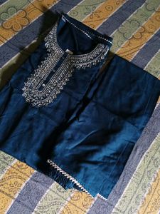 Teal Embroidered Kurta Set