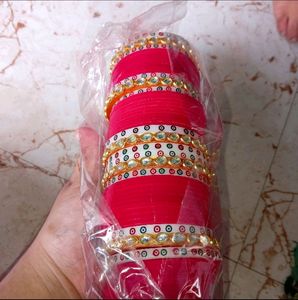 Pink Chuda bangles set