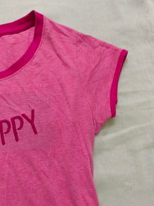 Max &#34;Be Happy&#34; Pink T-Shirt