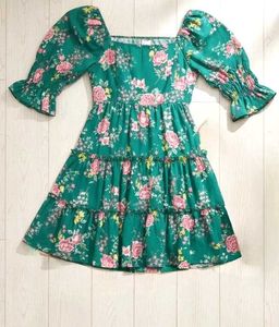Floral Print Green Dress