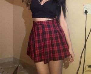 Red Plaid Pleated Skirt