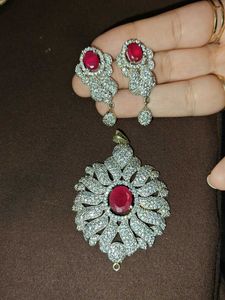 Big AD Pendant Set With Ruby Stone