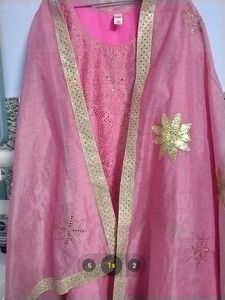 Pink Embroidered  Anarkali Kurta Set