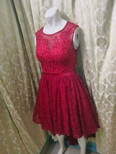 Red Lace Hi-Lo Party Dress