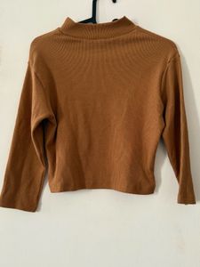 Brown Mock Neck Top