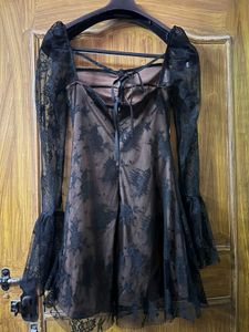 Black A-line Sheer Dress