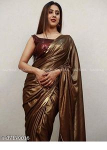 Elegant Gold Saree Without Blouse