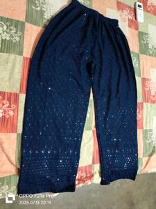 Sequined Navy Blue Palazzo Pants