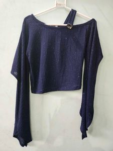 Asymmetric Sparkle Crop Top