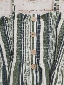 Smocked Tube Camisole Green White Striped
