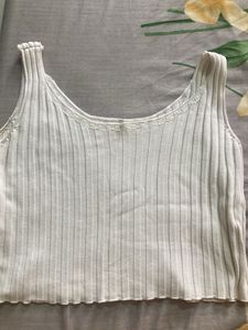 White Ribbed Tank Top