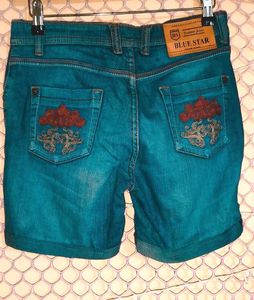 Size 28-30 Teal Denim Shorts For Women