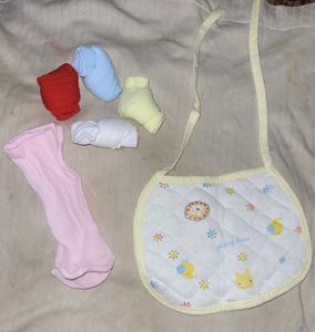 Colour Full Sockes And Baby Bib 🩷️