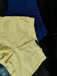 Mango Yellow Shorts And Coax Denim Short